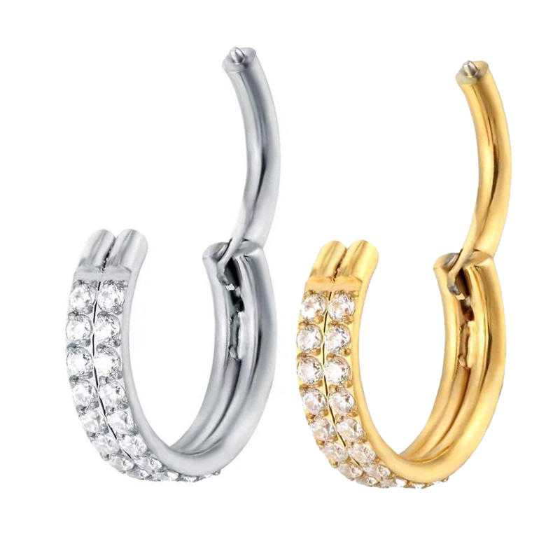 Body Jewelry Quality - G23 티타늄 피어싱 더블 행 지르콘