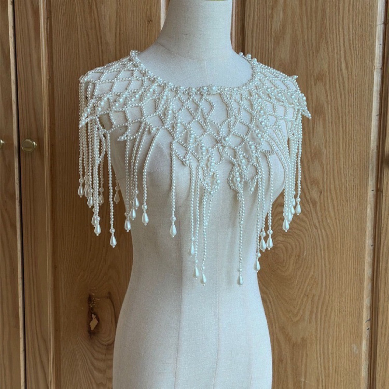 Body Jewelry Vest - 수제 진주 레이어드 바디 체인, 프린지