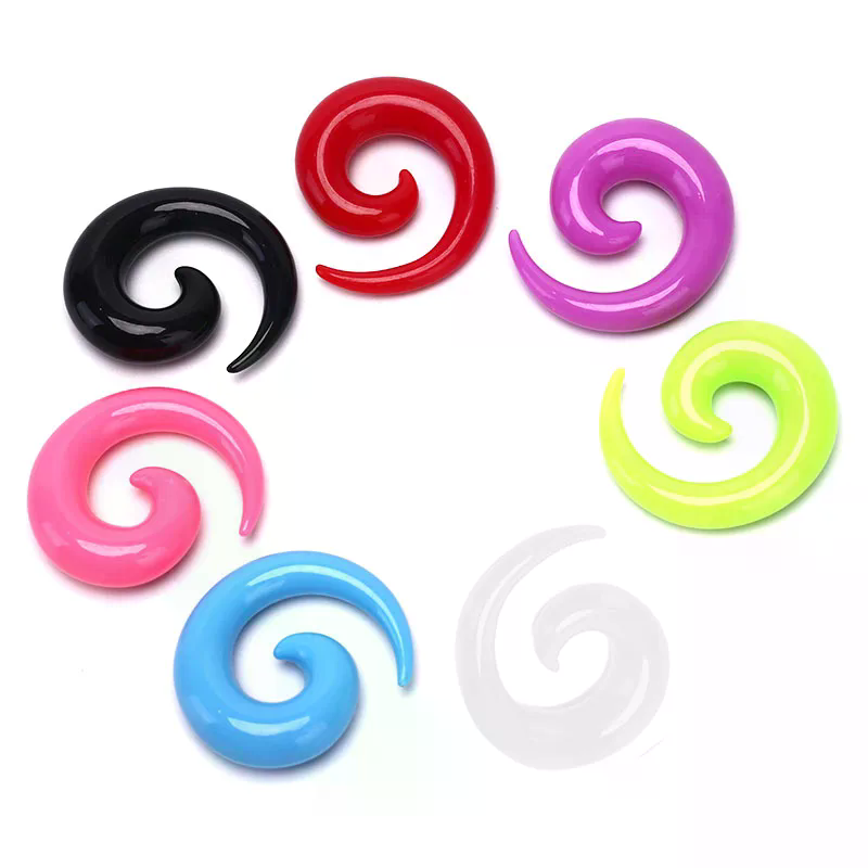 Body Jewelry Quality - 16개/세트 스파이럴 테이퍼 플레시 터널 이어