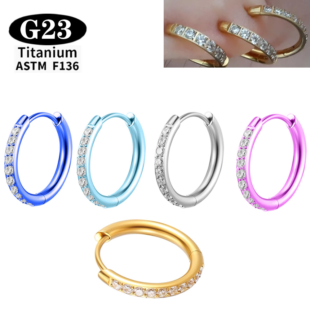 Body Jewelry Quality - ASTM F136 G23 티타늄 귀걸이 CZ