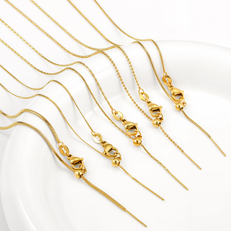 Body Jewelry Organizer - 티타늄 스틸 유니버설 조절 가능한 체인