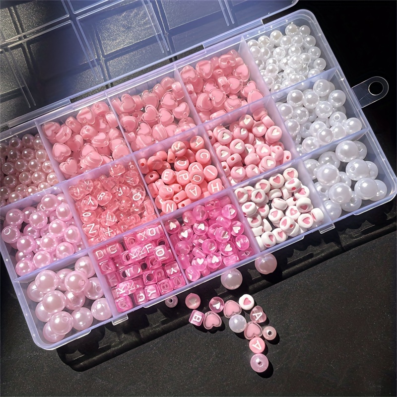 Body Jewelry Organizer - 10피스 핑크 알파벳 박스, 아크릴 비즈,