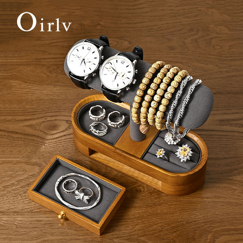 Body Jewelry Organizer - Oirlv 단단한 나무 시계 주최자 선반
