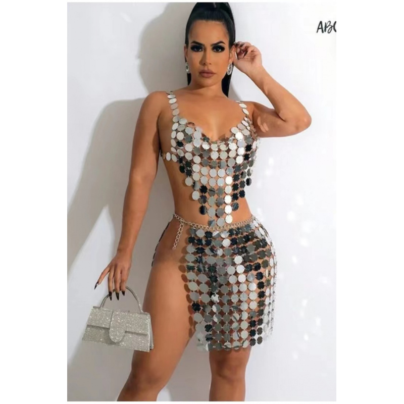 Body Jewelry Vest - 여성 바디 주얼리 조끼 아크릴 스팽글