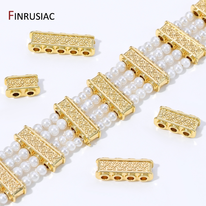 Body Jewelry Diy - 18K 금도금 황동 직사각형 스페이서 비즈