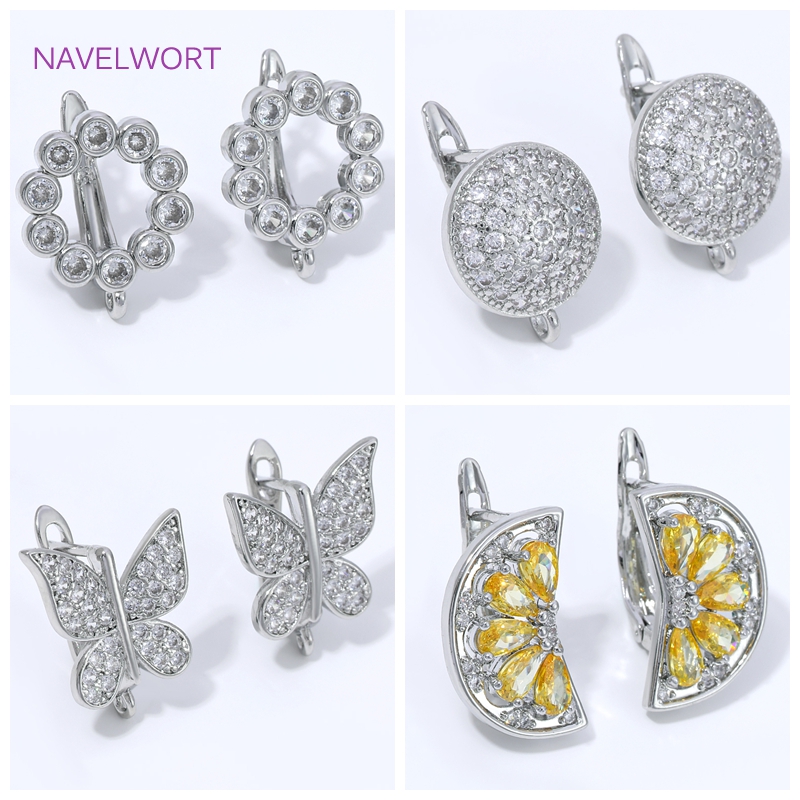 Body Jewelry Diy - 18K 금도금 부채꼴 꽃 귀걸이 고리,