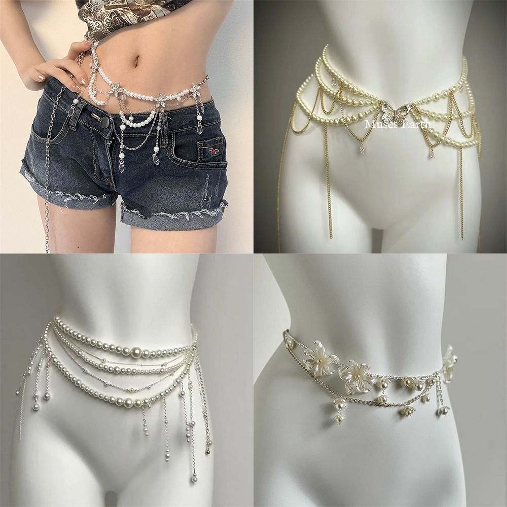 Body Jewelry Helix - 패션 우아한 진주 허리 체인 허리