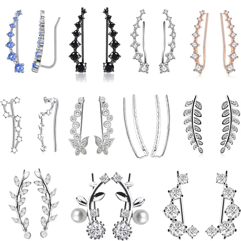 Body Jewelry Quality - 여성용 크리스탈 이어 커프스 이어 클립