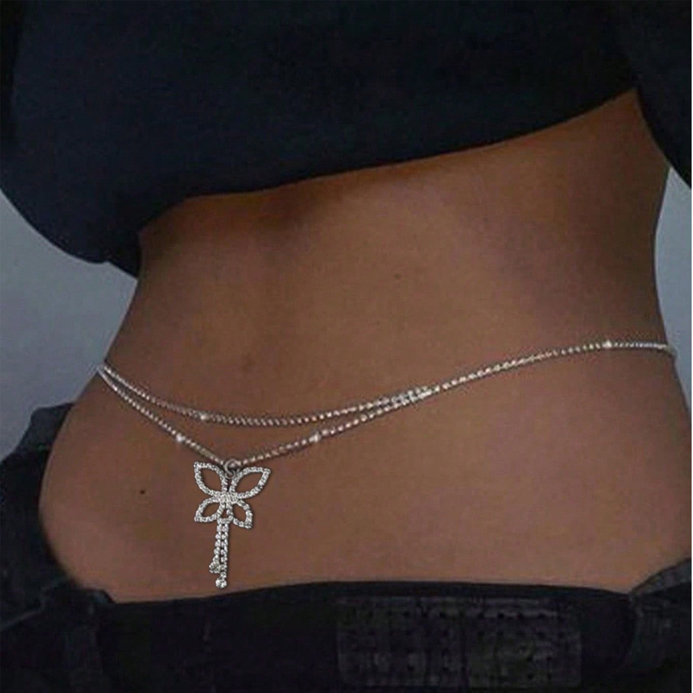 Body Jewelry Jewelry Box - 여성용 보우 웨이스트 체인, 라인스톤 벨리