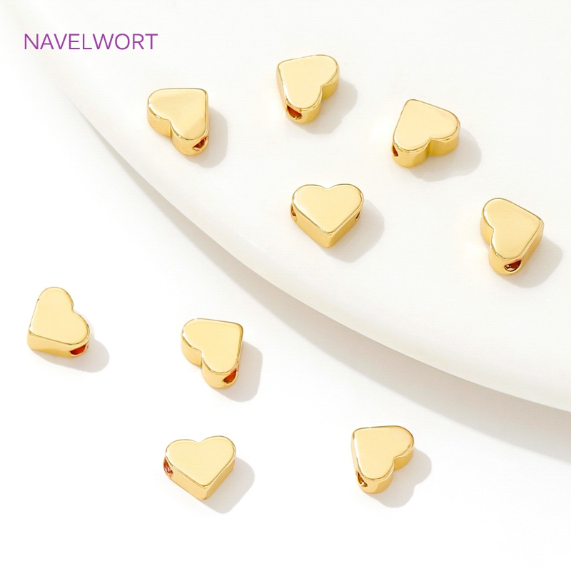 18K 진짜 금 도금 황동 하트 모양 스페이서 비즈,  - Body Jewelry Diy 리뷰 및 가격