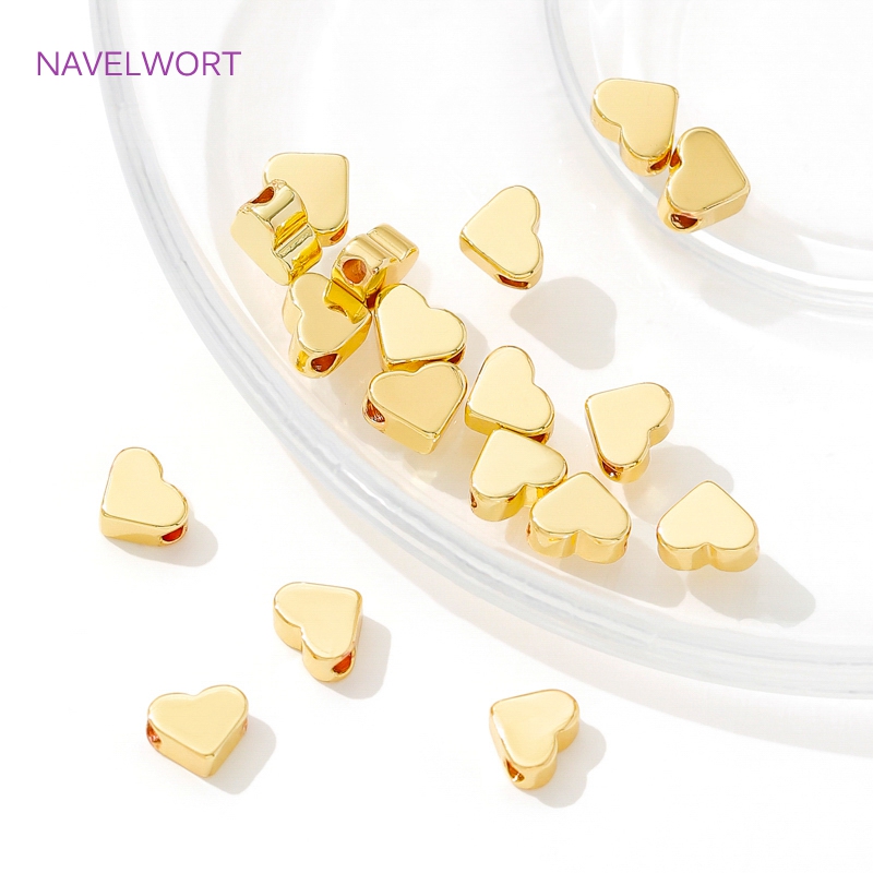 18K 진짜 금 도금 황동 하트 모양 스페이서 비즈,  - Body Jewelry Diy 리뷰 및 가격