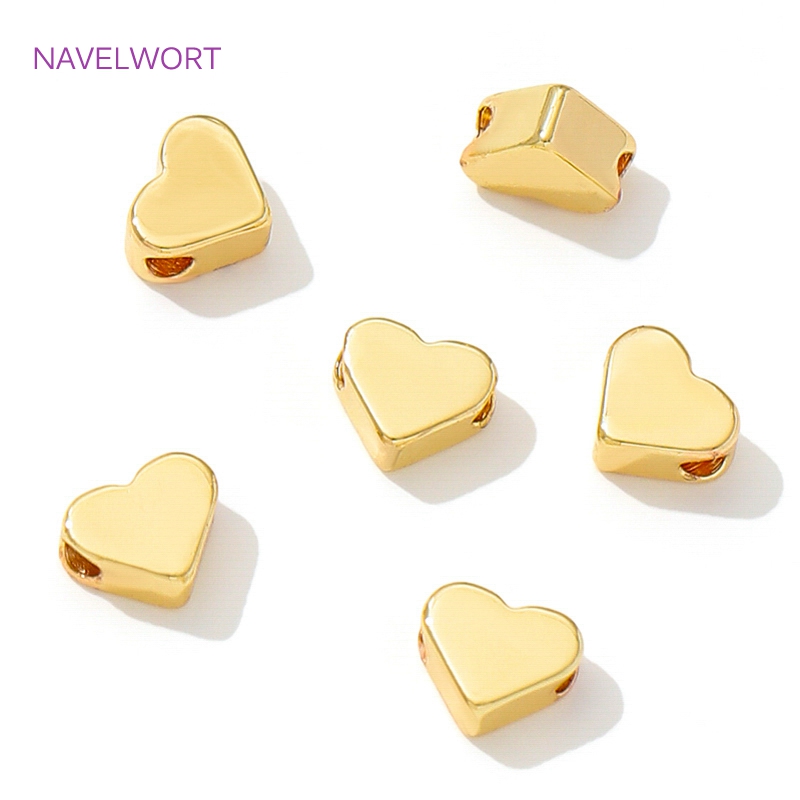 18K 진짜 금 도금 황동 하트 모양 스페이서 비즈,  - Body Jewelry Diy 리뷰 및 가격