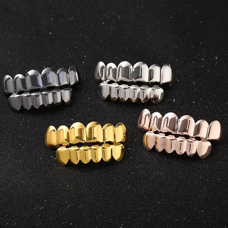 금은 도금 힙합 치아 그릴즈 상하 세트 실리콘 리얼 샤 - Body Jewelry Real Gold 리뷰 및 가격