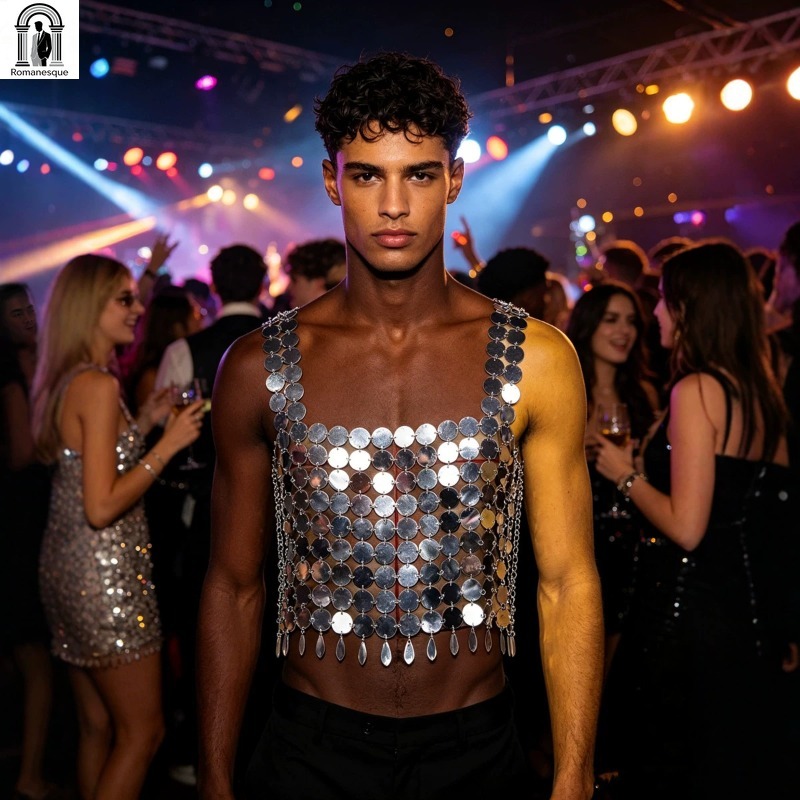 패션 남성용 반짝이 디스크 체인 슬링 베스트 조절 가능 - Body Jewelry Vest 리뷰 및 가격