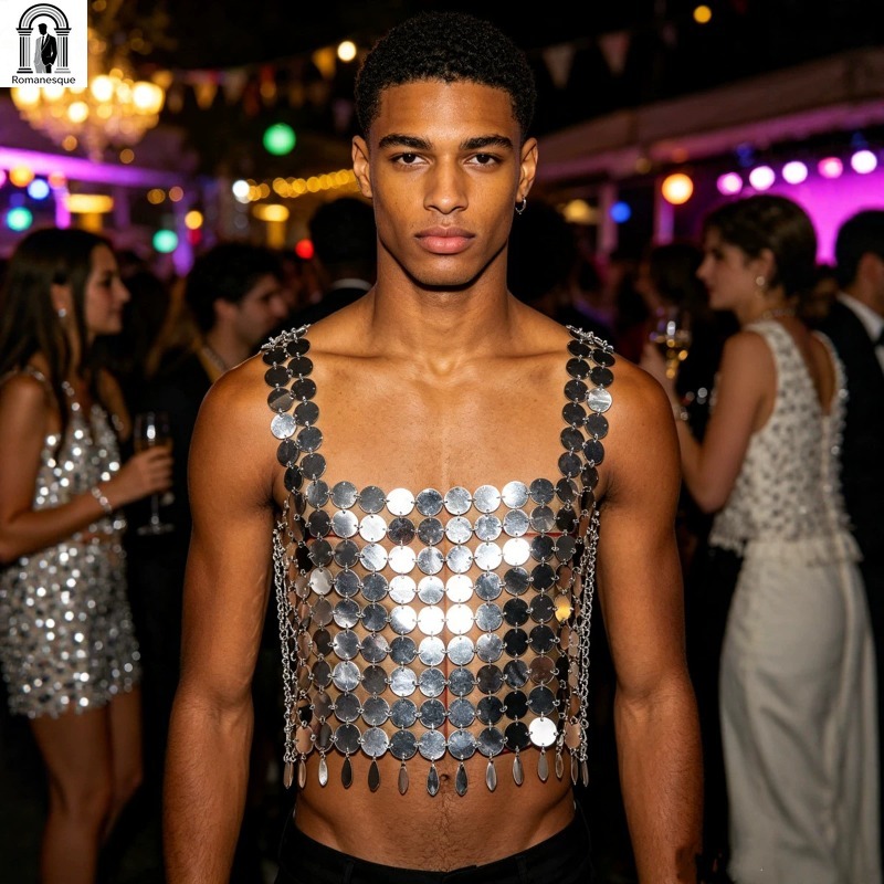 패션 남성용 반짝이 디스크 체인 슬링 베스트 조절 가능 - Body Jewelry Vest 리뷰 및 가격