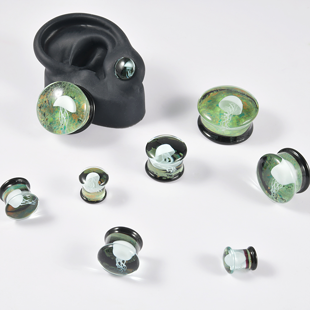 고품질 유리 소재의 해파리 모양 귀 플러그, 투명한 헤 - Body Jewelry Quality 리뷰 및 가격