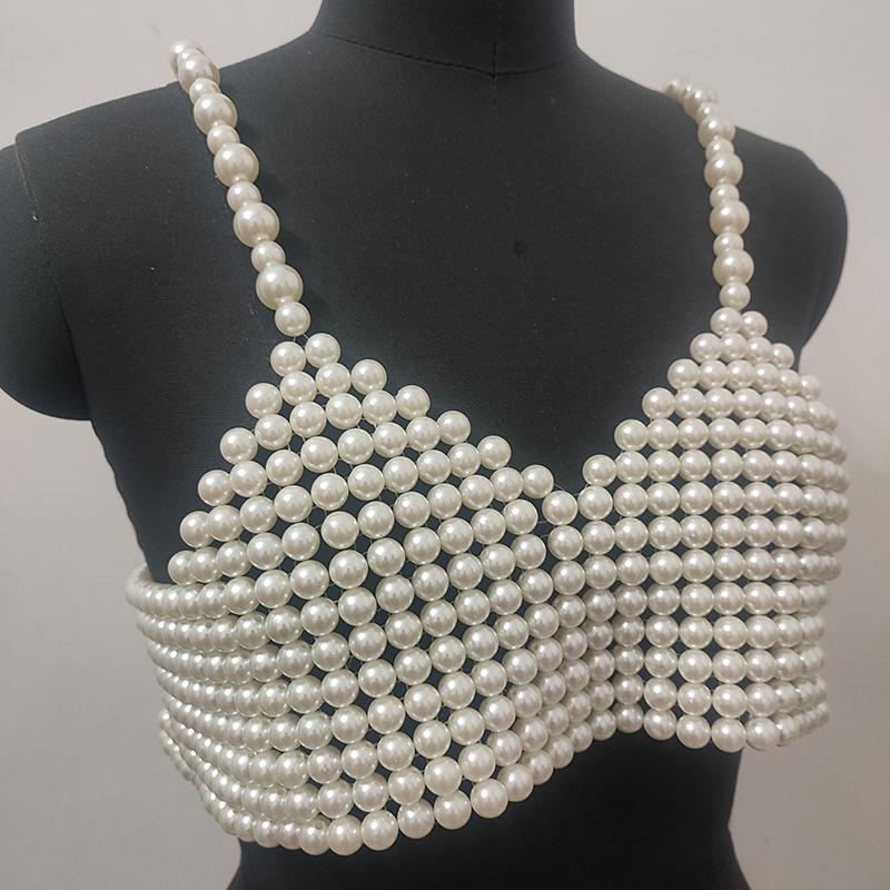 여성용 핸드메이드 진주 탑, 스트리트 스타일리시 비즈  - Body Jewelry Vest 리뷰 및 가격