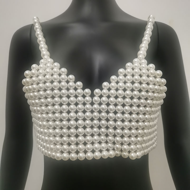 여성용 핸드메이드 진주 탑, 스트리트 스타일리시 비즈  - Body Jewelry Vest 리뷰 및 가격