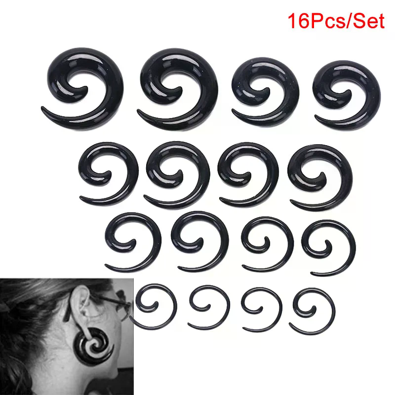 16개/세트 스파이럴 테이퍼 플레시 터널 이어 스트레처 - Body Jewelry Quality 리뷰 및 가격