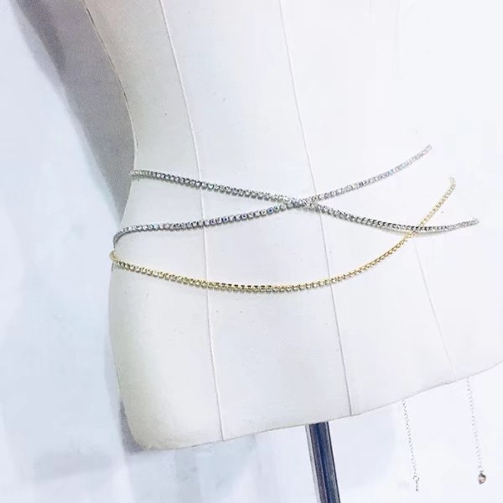 섹시 패션 샤이니 워터 드릴 클로 체인 허리 체인 여성 - Body Jewellery 리뷰 및 가격