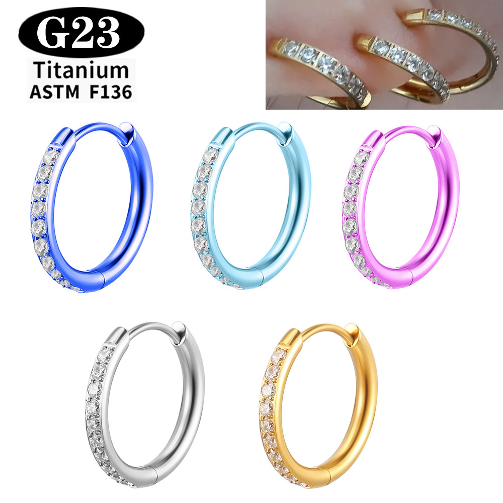 ASTM F136 G23 티타늄 귀걸이 CZ 힌지드 세 - Body Jewelry Quality 리뷰 및 가격