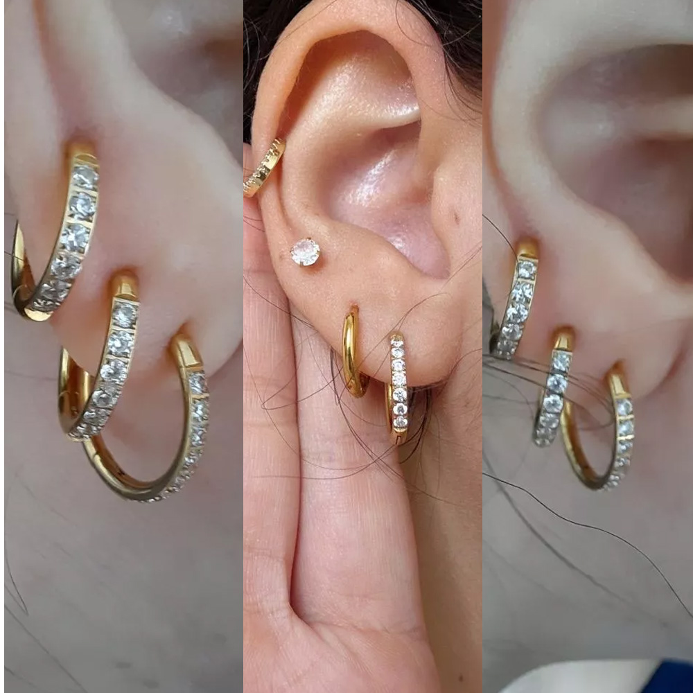 ASTM F136 G23 티타늄 귀걸이 CZ 힌지드 세 - Body Jewelry Quality 리뷰 및 가격