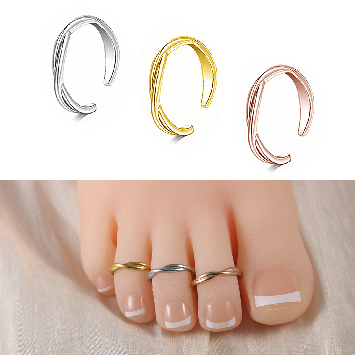 1Pc/3Pcs 여자를위한 간단한 스테인레스 스틸 발  - Body Jewelry Rings 리뷰 및 가격
