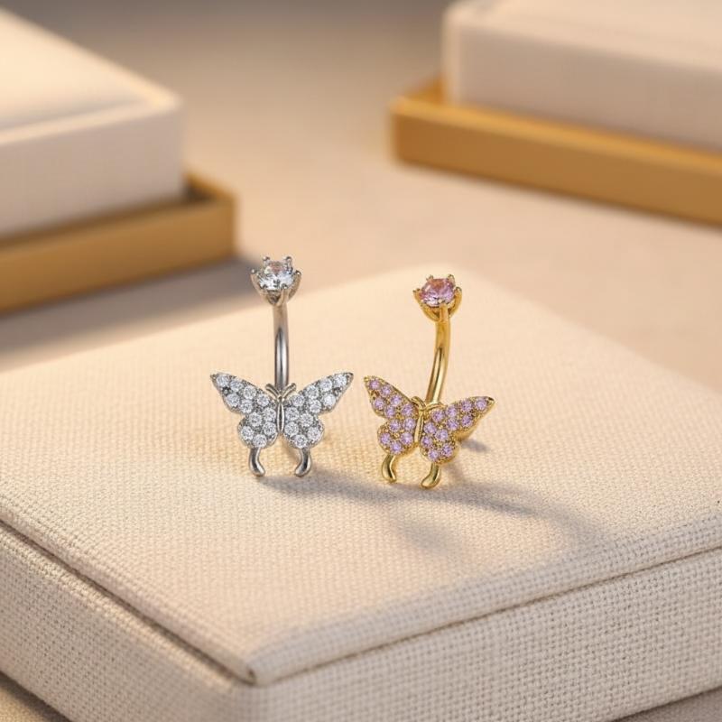 나비 지르콘 배꼽 피어싱 Y2K 고품질 반짝이는 지르콘 - Body Jewelry Quality 리뷰 및 가격