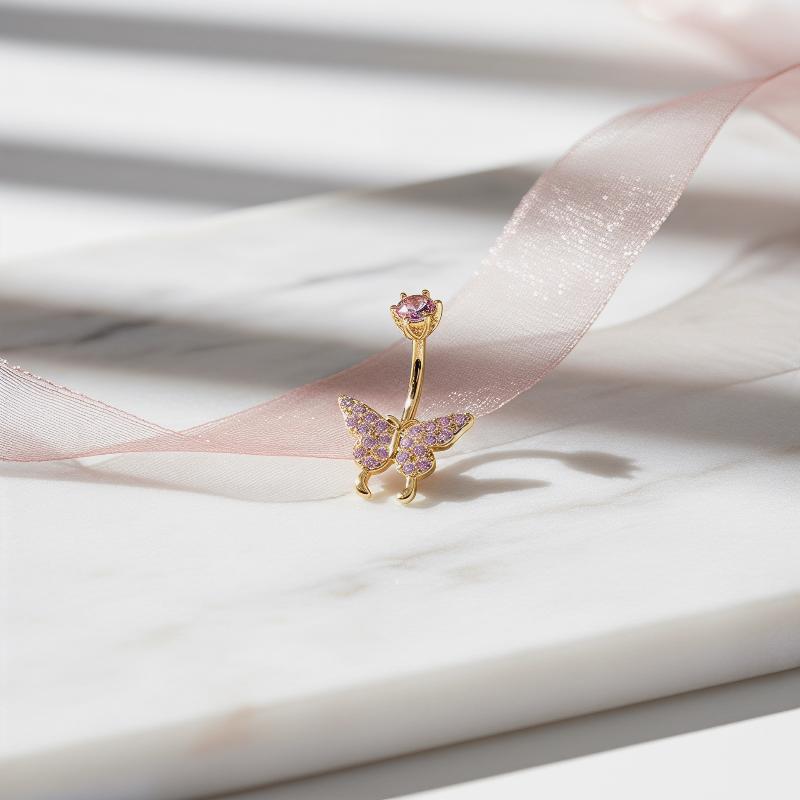 나비 지르콘 배꼽 피어싱 Y2K 고품질 반짝이는 지르콘 - Body Jewelry Quality 리뷰 및 가격