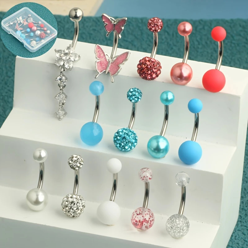 14개/박스 배꼽 피어싱 여성 남성용 14G 스테인리스 - Body Jewelry Jewelry Box 리뷰 및 가격