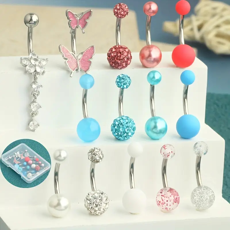 14개/박스 배꼽 피어싱 여성 남성용 14G 스테인리스 - Body Jewelry Jewelry Box 리뷰 및 가격