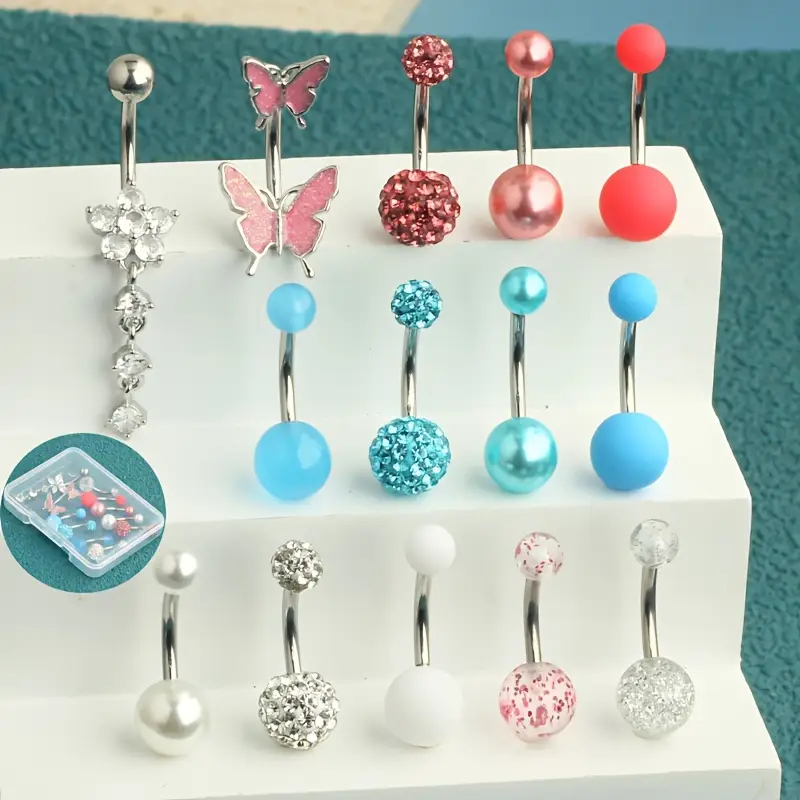 14개/박스 배꼽 피어싱 여성 남성용 14G 스테인리스 - Body Jewelry Jewelry Box 리뷰 및 가격