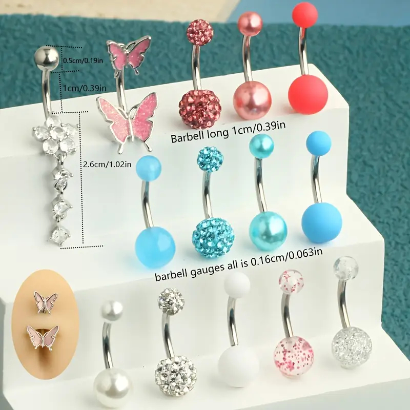 14개/박스 배꼽 피어싱 여성 남성용 14G 스테인리스 - Body Jewelry Jewelry Box 리뷰 및 가격