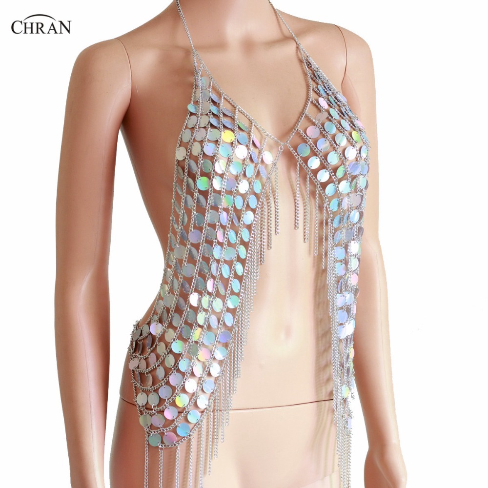 Chran 섹시한 스파크 조끼, 인어 크롭 탑, 술 홀 - Body Jewelry Vest 리뷰 및 가격