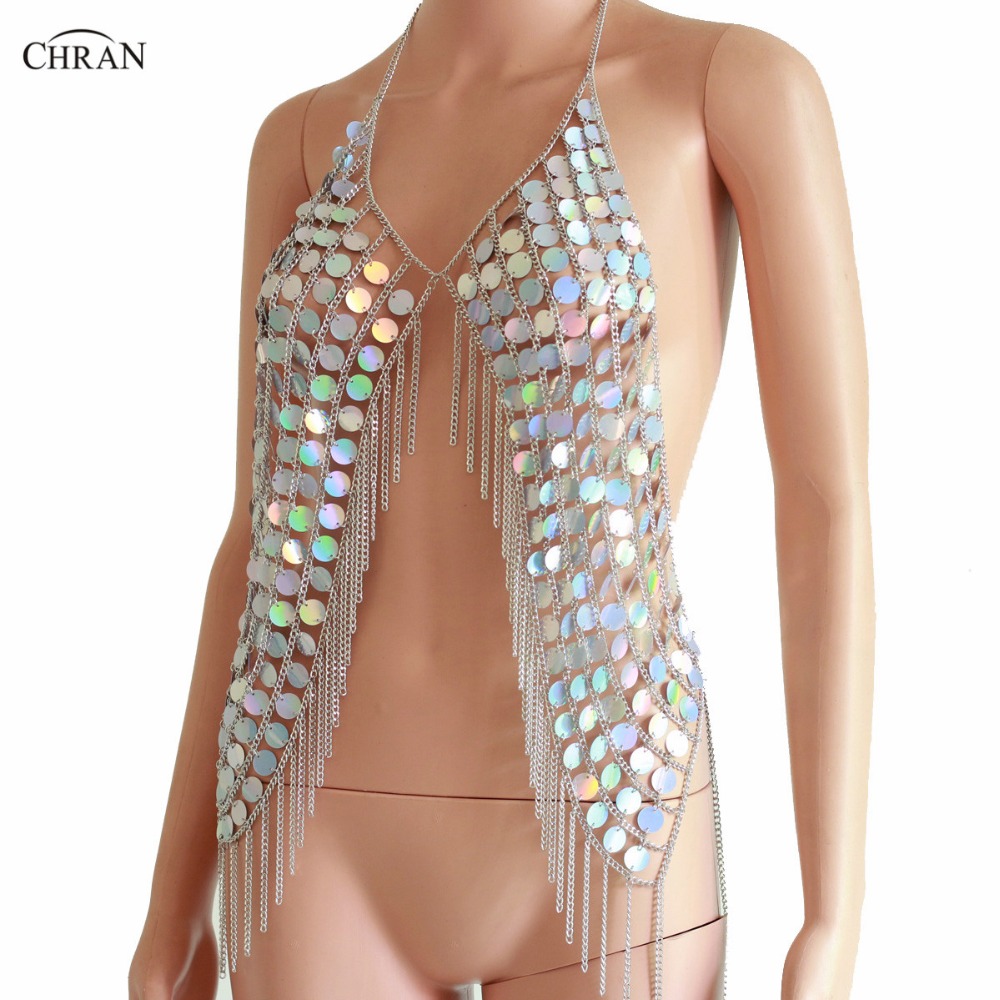 Chran 섹시한 스파크 조끼, 인어 크롭 탑, 술 홀 - Body Jewelry Vest 리뷰 및 가격