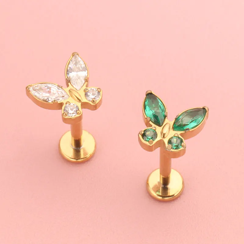 F136 티타늄 합금 고품질 화이트 & 그린 지르코니아 - Body Jewelry Quality 리뷰 및 가격