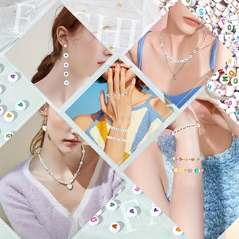 1300개의 4x7 라운드 아크릴 레터 비즈와 하트 모 - Body Jewelry Diy 리뷰 및 가격
