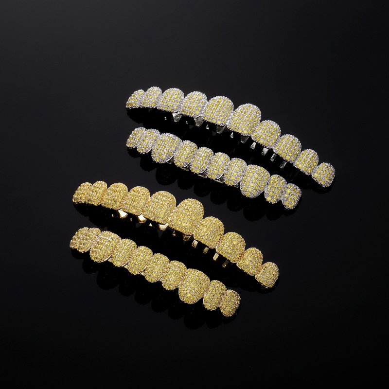 새로운 고급 힙합 풀 다이아몬드 브레이스 리얼 골드 고 - Body Jewelry Real Gold 리뷰 및 가격