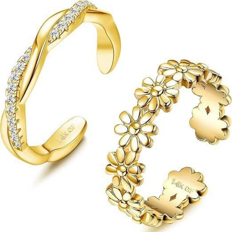 여성용 14K 금도금 조절 가능 지르콘 발찌 투피스 세 - Body Jewelry Rings 리뷰 및 가격