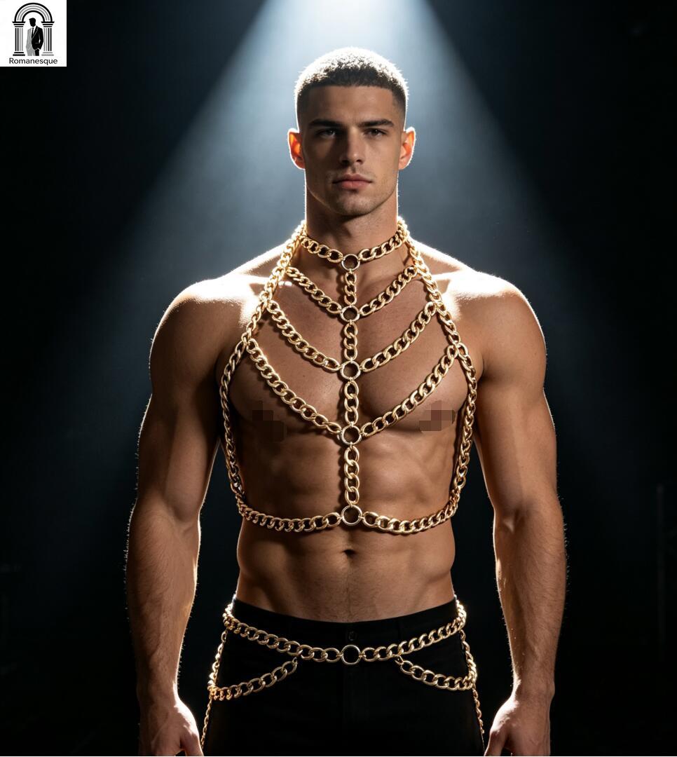 남성용 실버 두꺼운 체인 바디 하네스 홀터넥 체스트 케 - Body Jewelry Vest 리뷰 및 가격