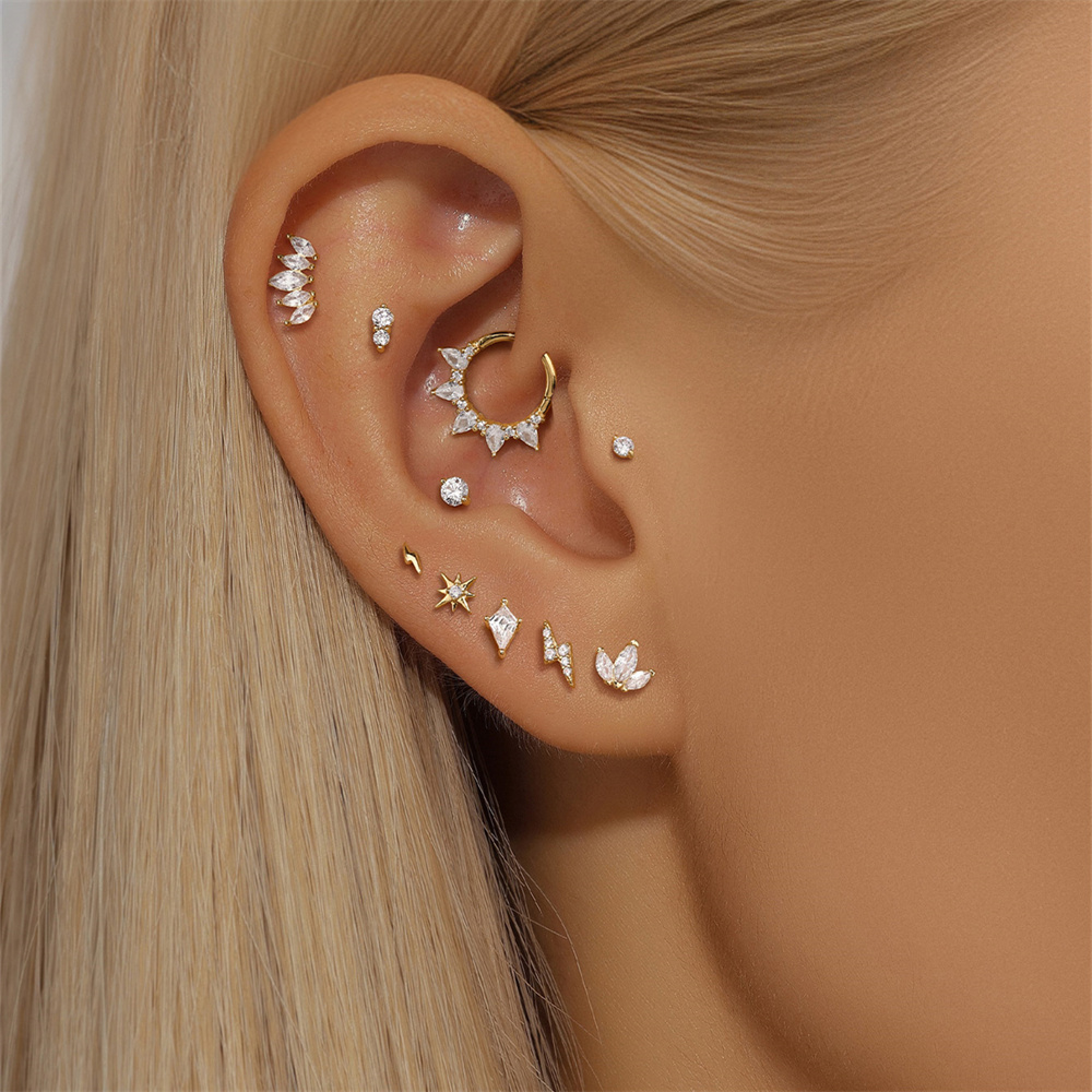 보좌관 리얼 14K 솔리드 골드 색상 지르콘 멀티 사이 - Body Jewelry Real Gold 리뷰 및 가격