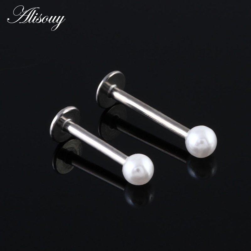 Alisouy 가짜 진주 볼 라브렛 스터드 링 립 바, - Body Jewelry Hot 리뷰 및 가격