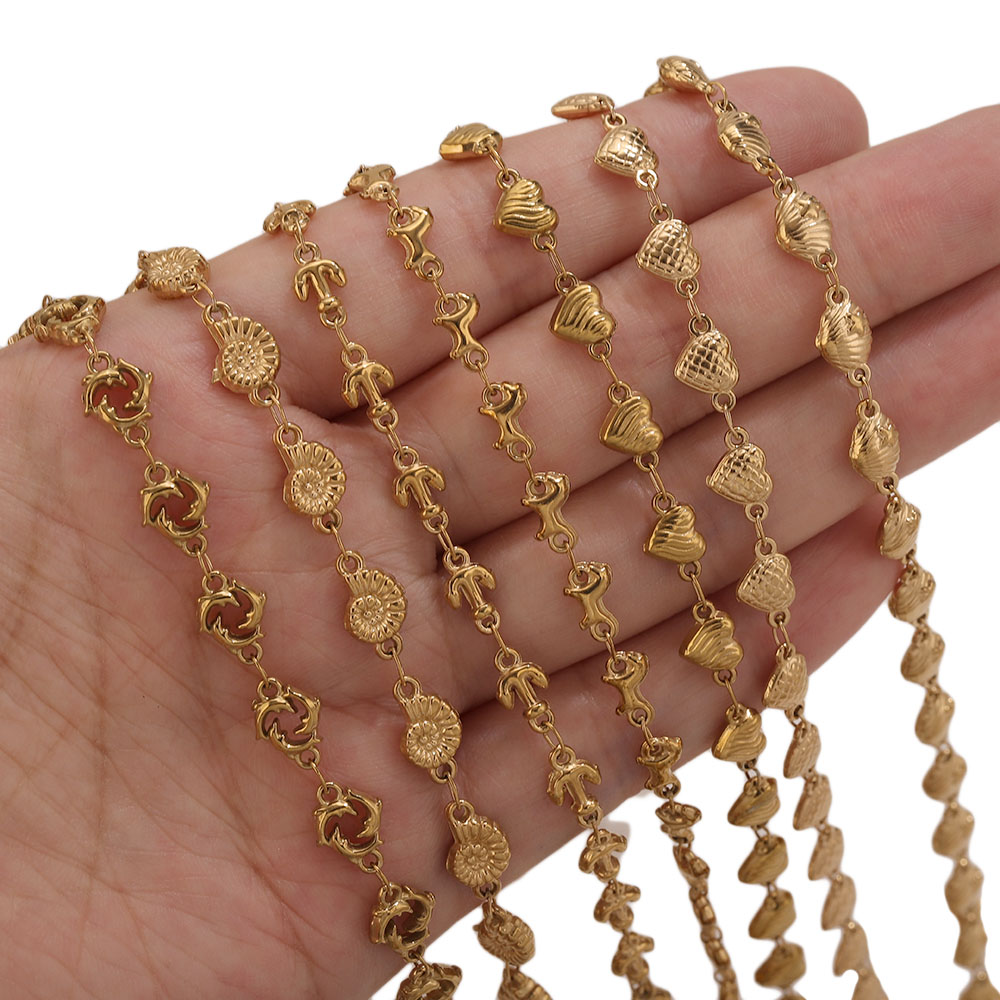 1M PVD 골드 스테인리스 스틸 하트 별 꽃 링크 케 - Body Jewellery 리뷰 및 가격