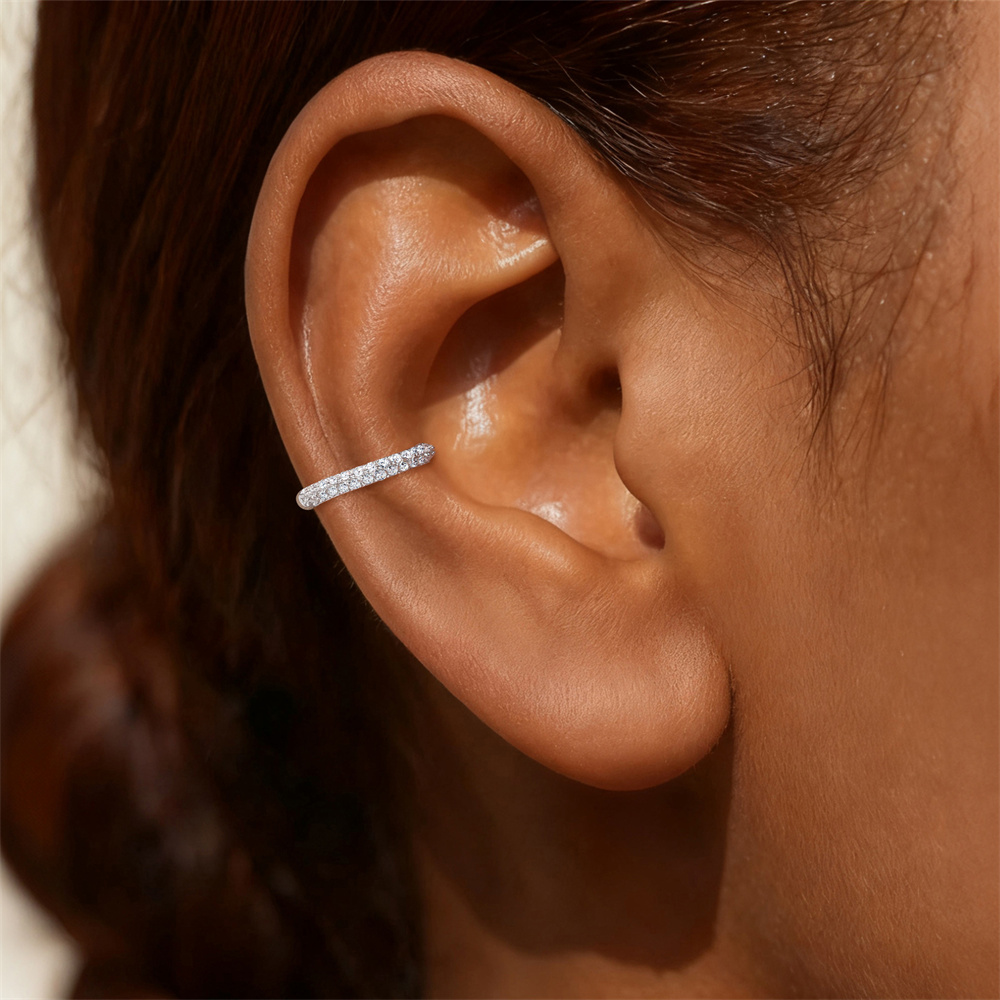 KOJ 1PC 925 스털링 실버 모이사나이트 C형 이 - Body Jewelry Quality 리뷰 및 가격
