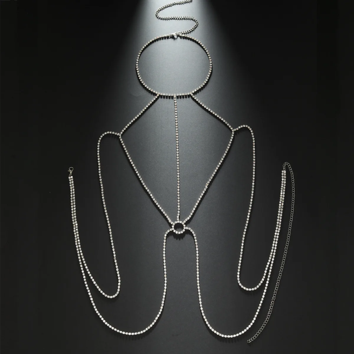 기하학적 모양의 라인스톤 크로스 체스트 하네스 바디 체 - Body Jewelry Rings 리뷰 및 가격