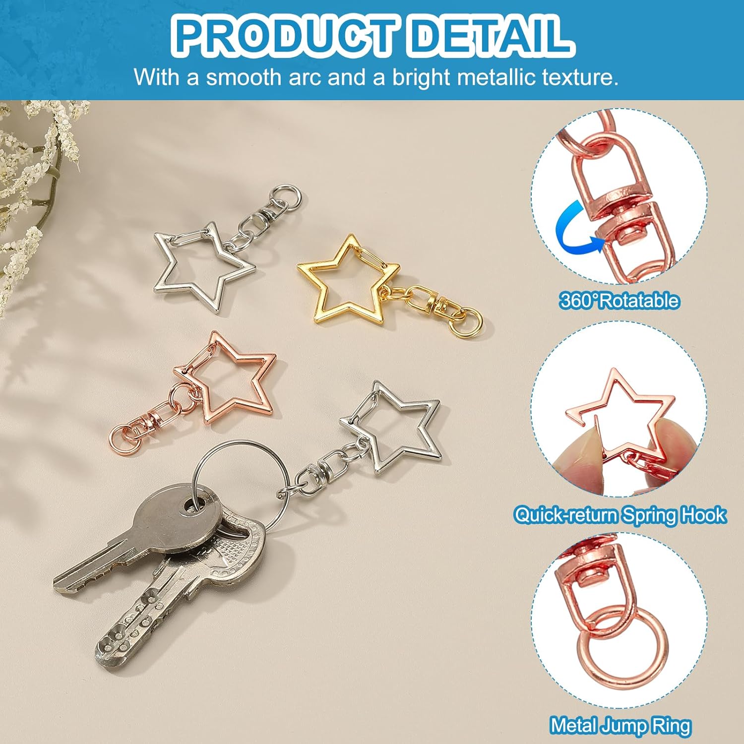 5/15/25/50 세트 별 모양 스냅 키체인 로브스터 - Body Jewelry Diy 리뷰 및 가격