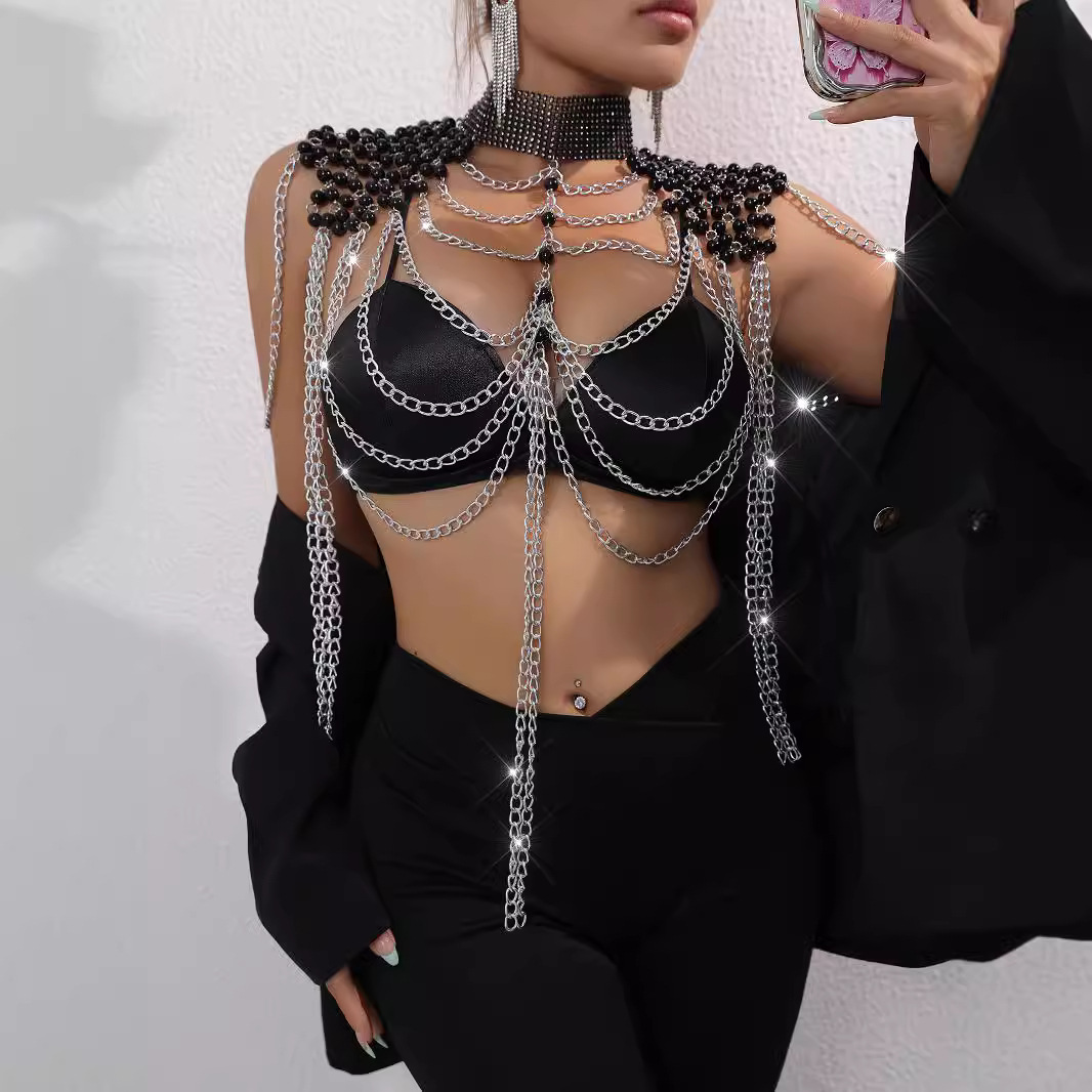 여성 비키니 진주 베스트 섹시 패션 숄 체인 바디 체인 - Body Jewelry Vest 리뷰 및 가격