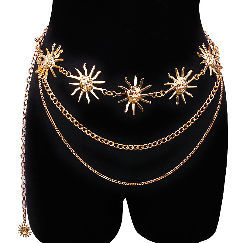 두꺼운 멀티 레이어 펑크 고딕 문 썬 허리 체인 메탈  - Body Jewellery 리뷰 및 가격