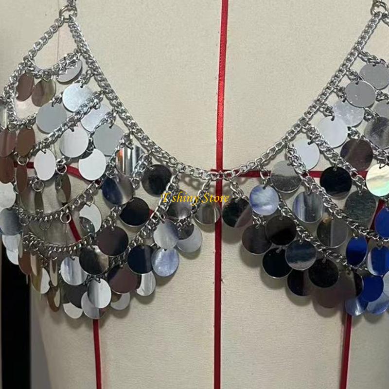 N58F 축제 스팽글 댄스 연습 또는 파티 의상을위한  - Body Jewelry Vest 리뷰 및 가격