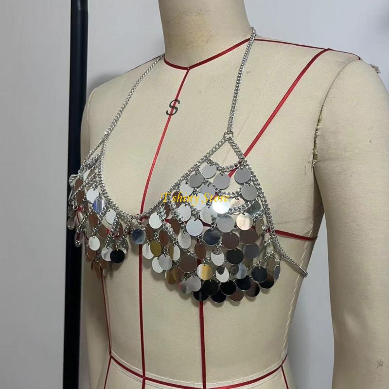 N58F 축제 스팽글 댄스 연습 또는 파티 의상을위한  - Body Jewelry Vest 리뷰 및 가격